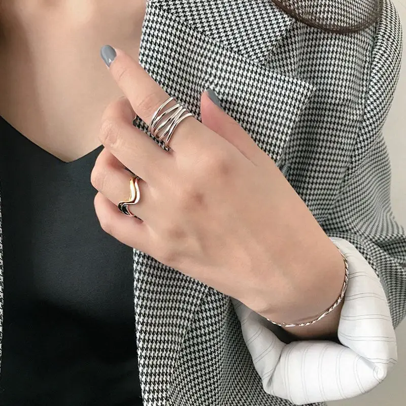 Тонкие кольца Silvology Mobius в форме волны элегантные минималистичные шикарные для