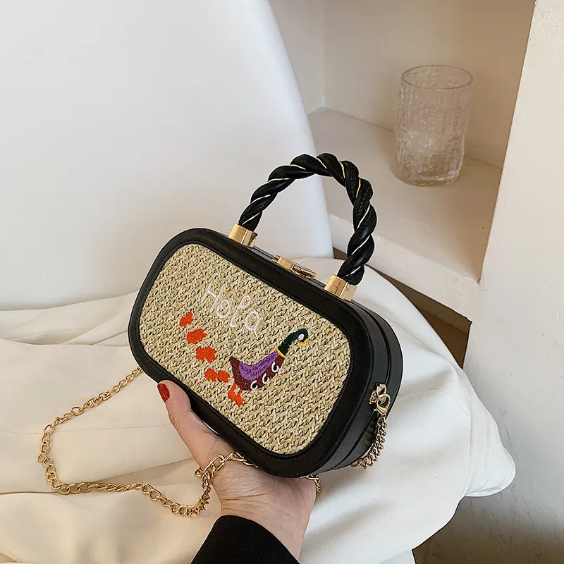 Straw Woven 2021 New Fashion Ins Shoulder Straw Bag Purses and Handbags Luxury Designer Satchels Tote Bags for Women