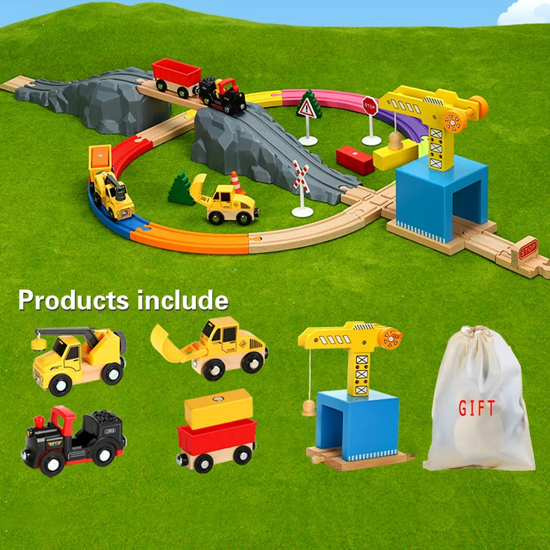 Магнитная модель автомобиля паззлы деревянные железнодорожные шахты перевозки