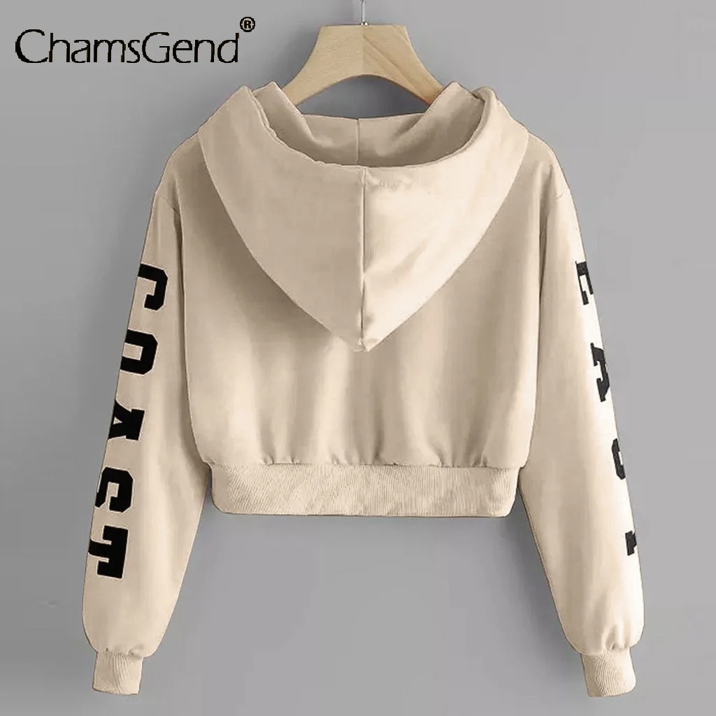 

Woman Cropped Sweatshirts Teenager Girls Long Sleeve Hoodie Sweatshirt Crop Top Letter Print Blouse Shirts Red Khaki Yellow