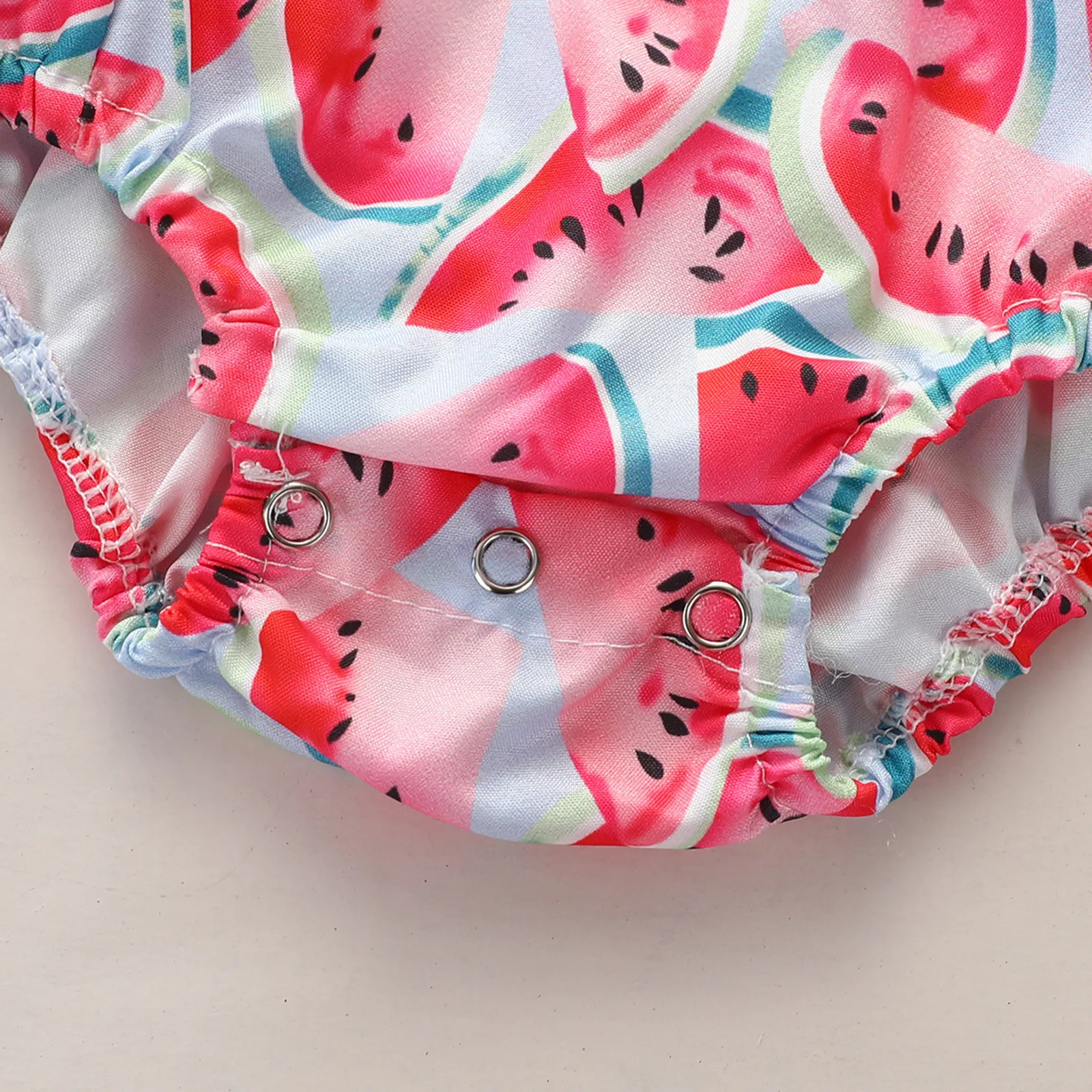 

Bikinis 2021 Newborn Infant Baby Girls Backless Summer Swimwear Ruffled Watermelon Print Bow Romper Bodytsuit Bathing Suit Beach