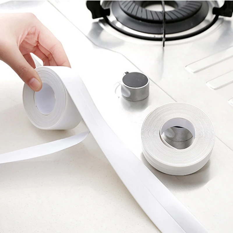 

2.2cm x 320cm White Tape Waterproof Mold Proof Self Adhesive PVC Material For Kitchen Sink Bathroom Toilet Wall Sealing PVC Tape