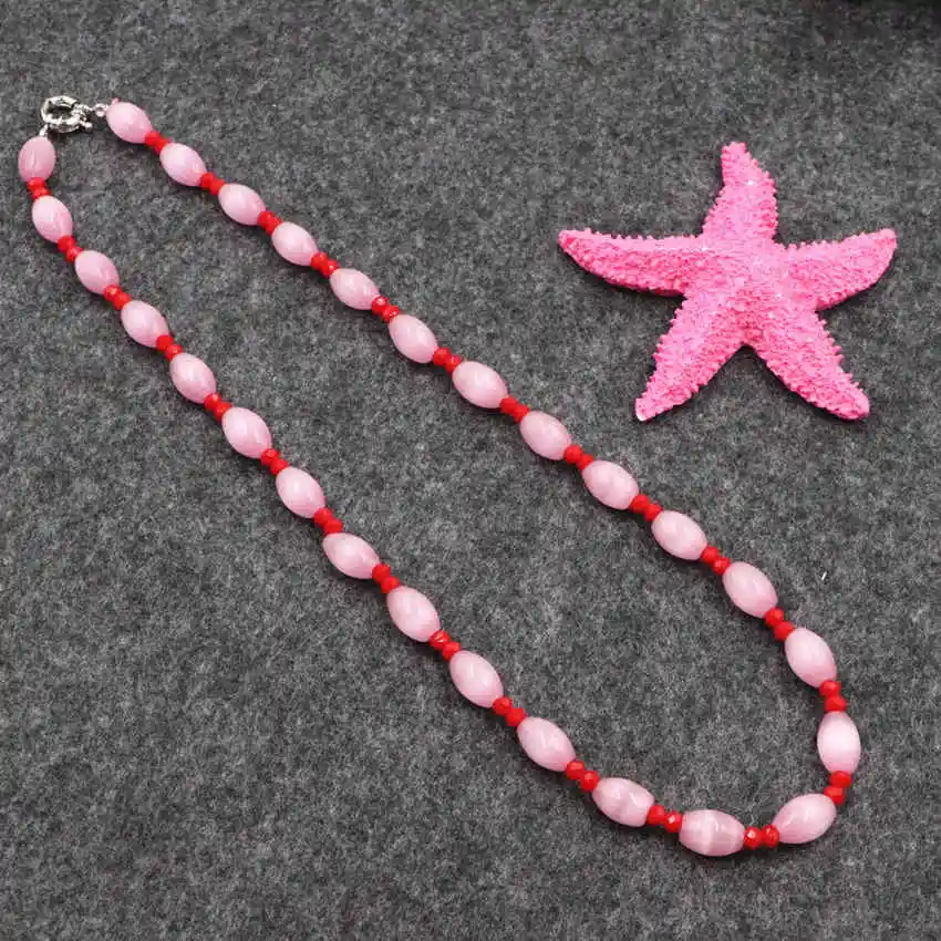 Ожерелье-чокер в стиле бохо для женщин колье из розового камня кошачий глаз с