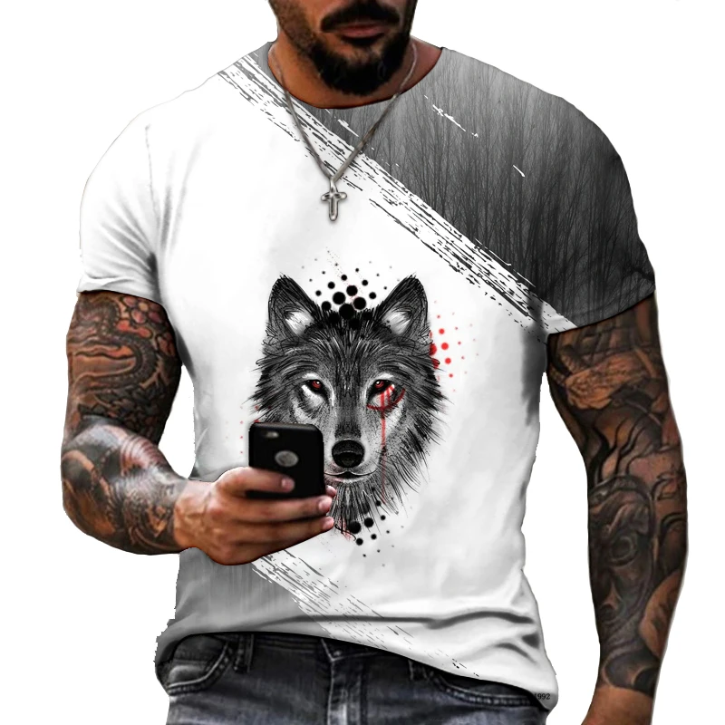 

Free Shipping On Cute Animals Wolf 3D Printing Men's And Women's T-shirt Short-sleeved Oversized Summer O-neck Top