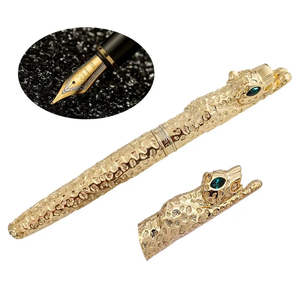 

Luxury Gold Leopard Jinhao Fountain Pen High Quality Heavy 3d Calligraphy 0.7mm Nib Stationery Office Supplies Business Gift