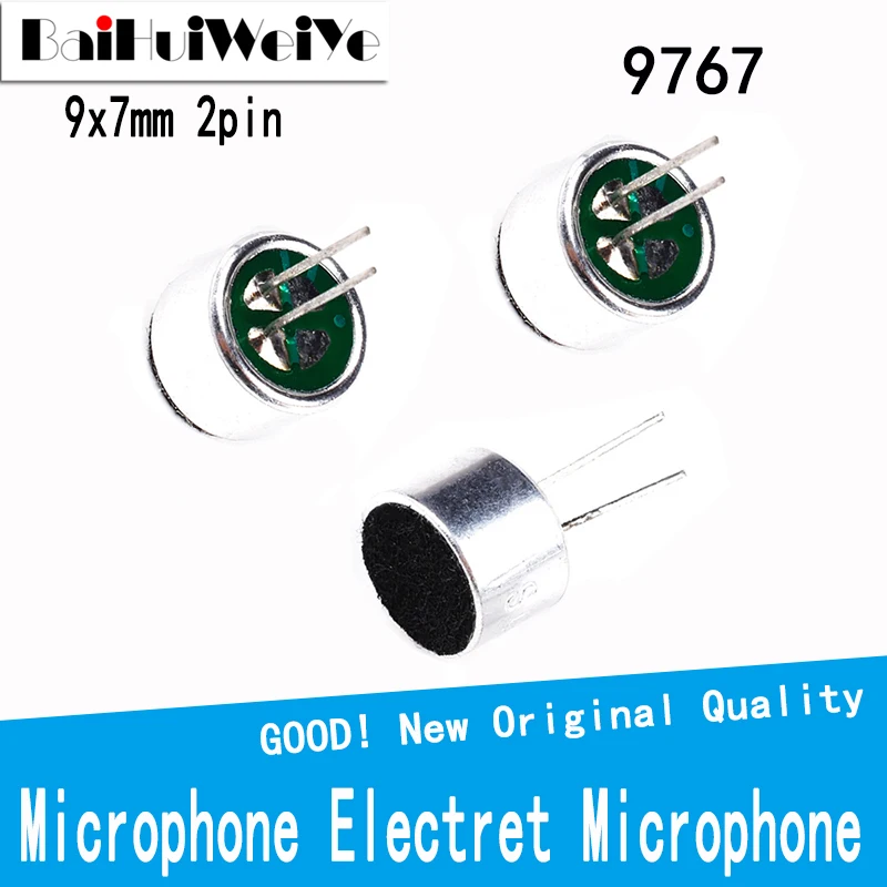 

10PCS/LOT 9x7mm 9767 Microphone Electret Microphone with 2 Pin Pick-Up 52DB 1.0V ~ 10V DIP 2P