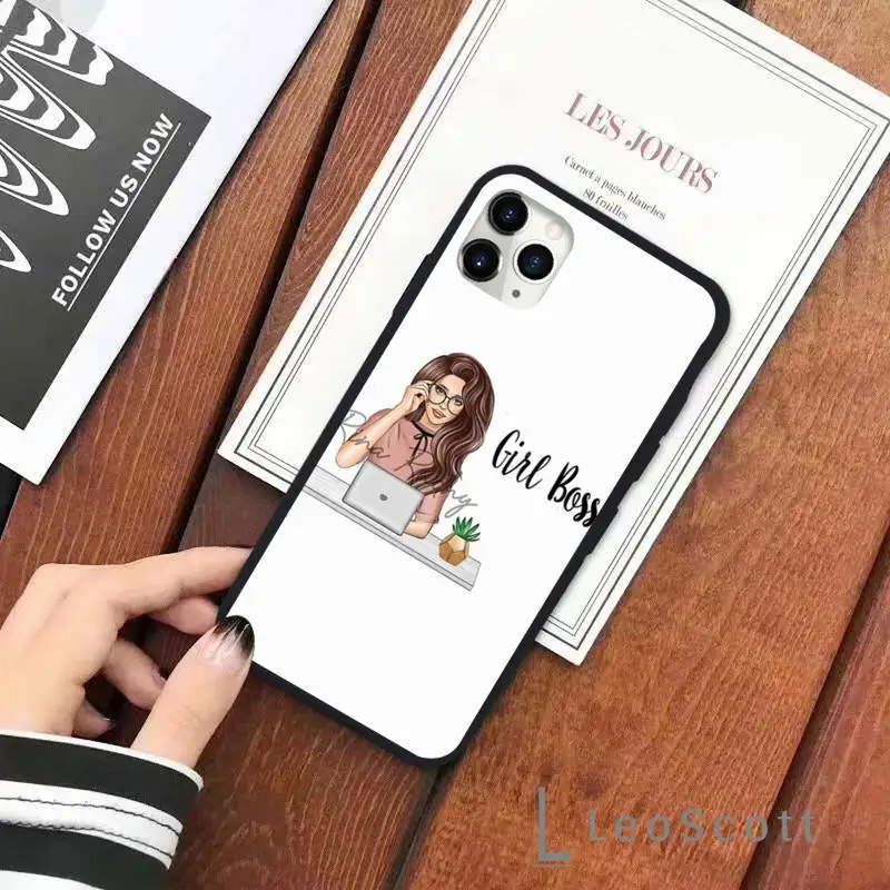 

Girl Boss Pink Women power Phone Case for iPhone 11 12 pro XS MAX 8 7 6 6S Plus X 5S SE 2020 XR Soft silicone