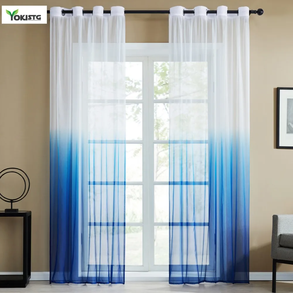 Прозрачная занавеска YokiSTG градиентная для окон s гостиной спальни кухни домашний