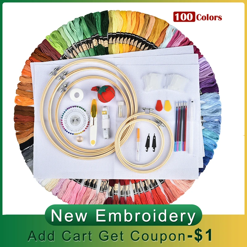 Набор для вышивки крестиком стираемые детали вязания 50 цветов