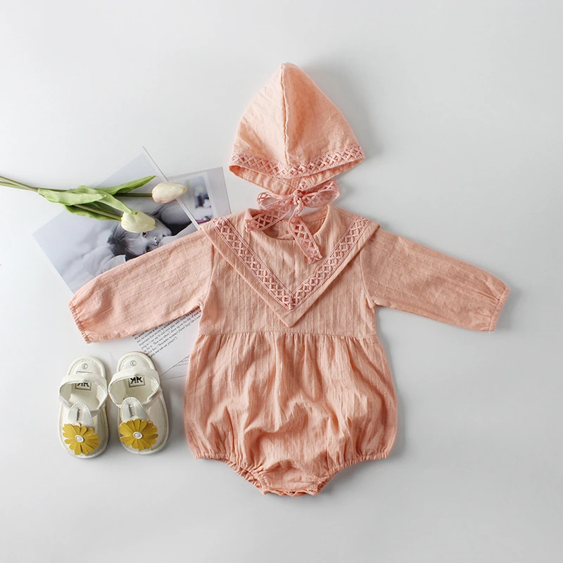 Newborn Girl Jumpsuit Clothes Cute Lace Triangle Collar Romper Infant Baby Long Sleeve Cotton Playsuits Toddler Outfits Hot Sell | Мать и