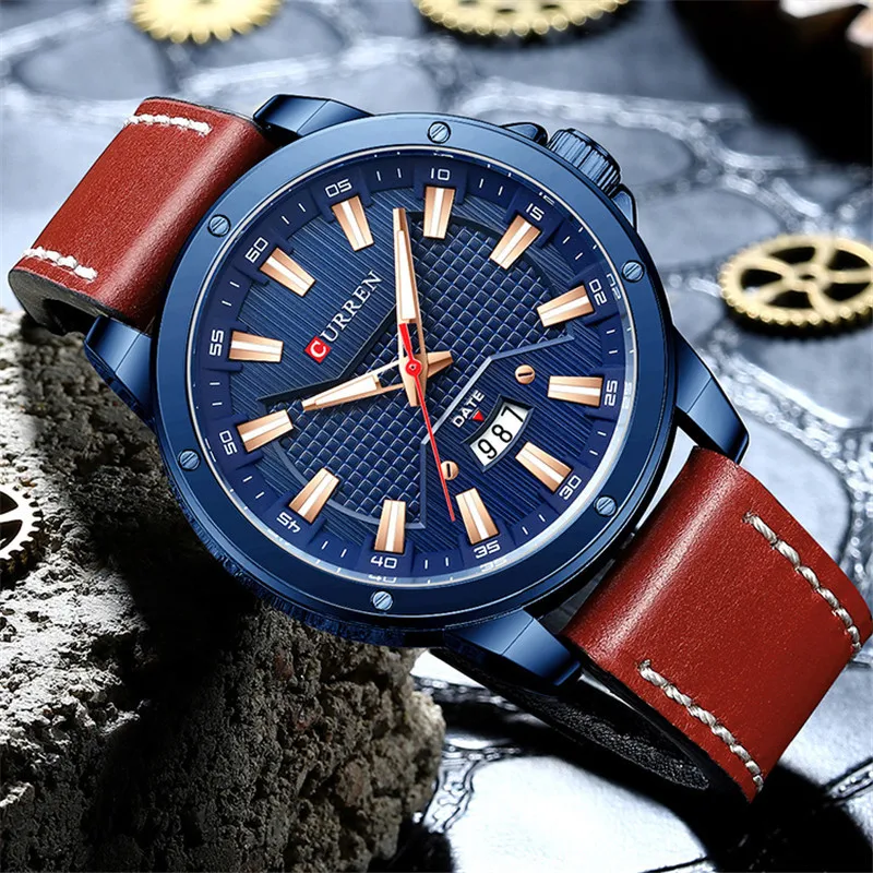 CURREN Модные спортивные мужские часы Топ люксовый бренд синие военные