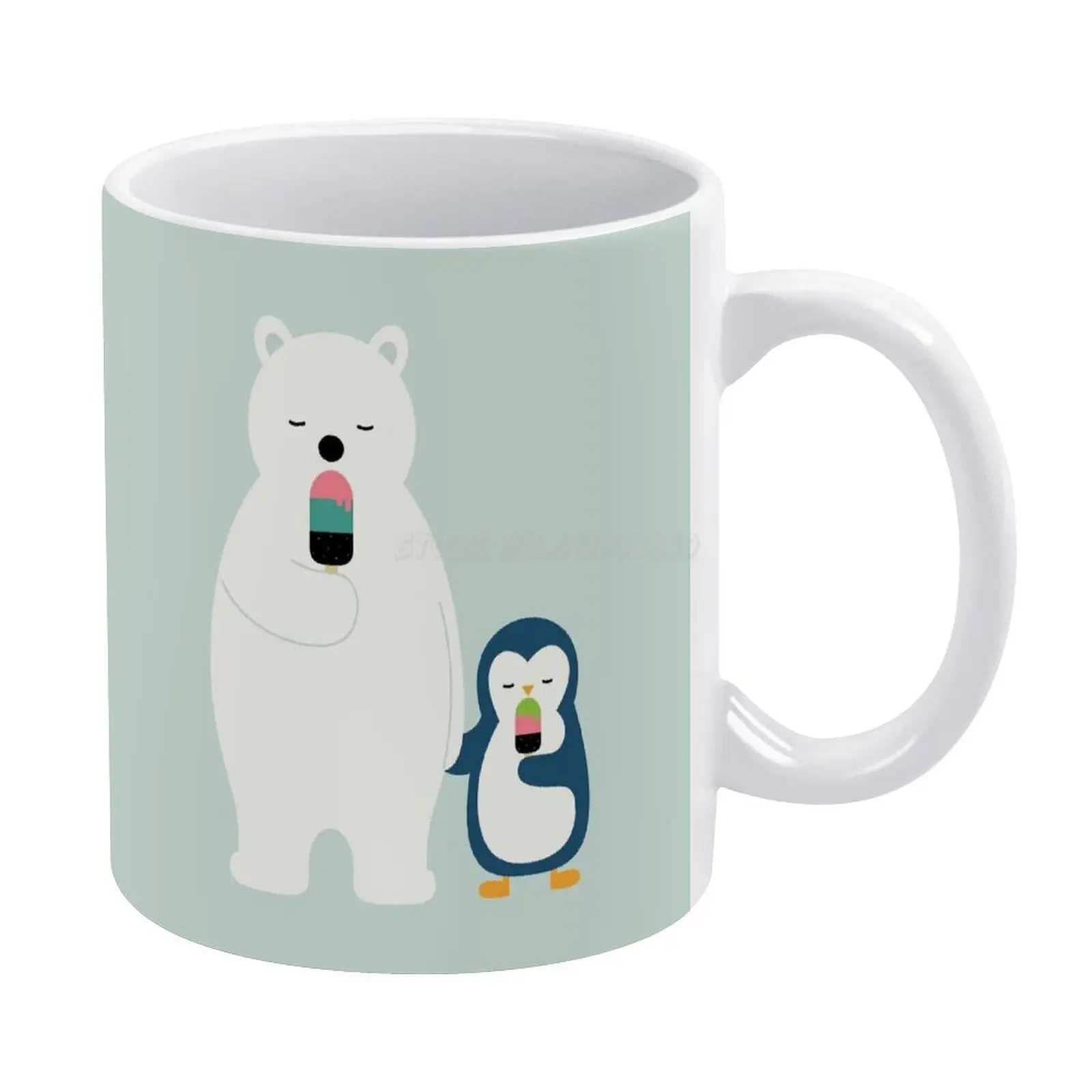 Кружка белая керамическая с изображением полярного медведя - Цена: 389.6