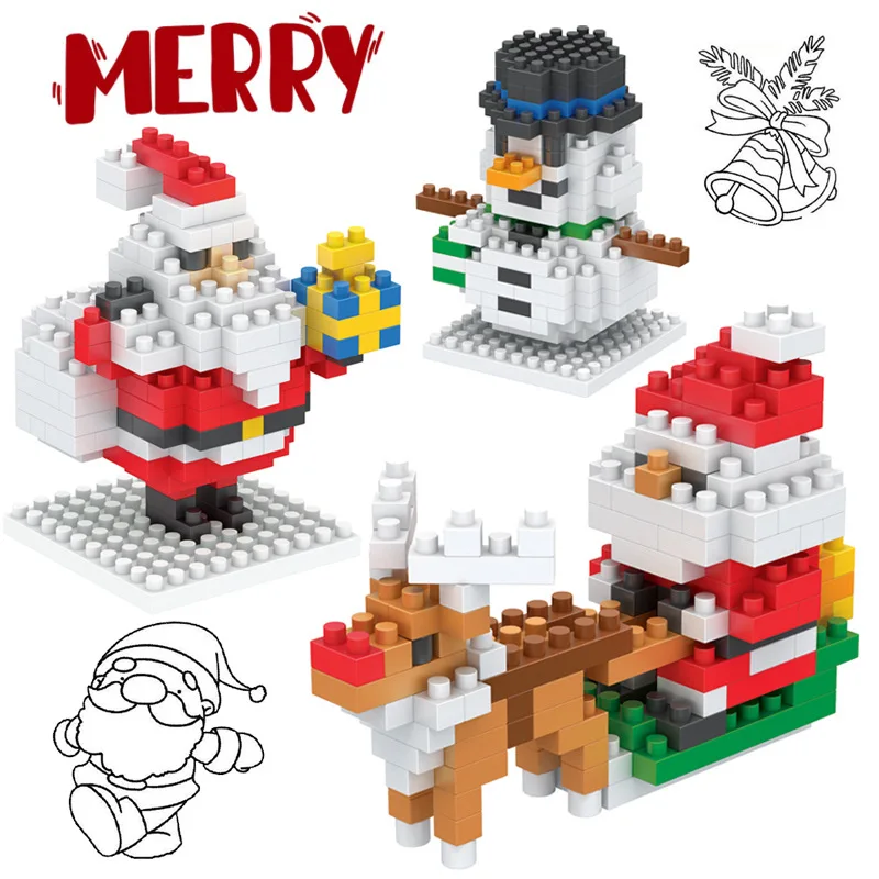 Мини блоки Рождество Санта Клаус строительные игрушки Снеговик модель микро кирпичи рождественские игрушки для детей подарок Рождество