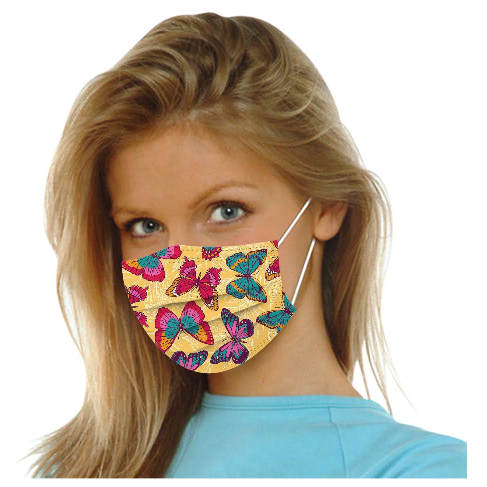 

50/100 Pc Disposable Face Masks Windproof Foggy Haze Unisex Printed Butterfly Soft Masks For Adults 3-layer Masks Mascarillas