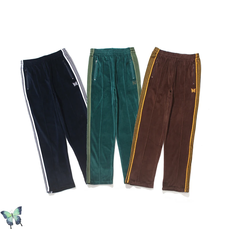 

Мужские и женские спортивные брюки AWGE, черные плюшевые спортивные брюки в полоску с вышивкой бабочки на завязках,