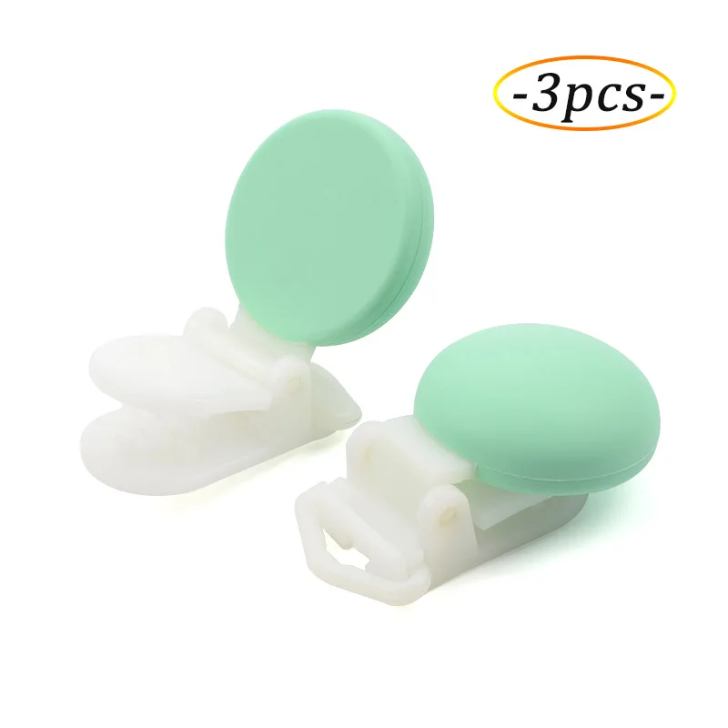 mint LOFCA, 3 шт., новинка, силиконовая детская соска, зажимы, безопасная цепочка для прорезывания зубов, силиконовая круглая клипса, пластиковые соски для младенцев, аксессуары, игрушки DIY - Цвет: mint