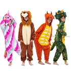 Пижама-кигуруми в виде динозавра для мальчиков, зеленая пижама-комбинезон с капюшоном в виде животных, костюм на день рождения, Рождество, Хэллоуин