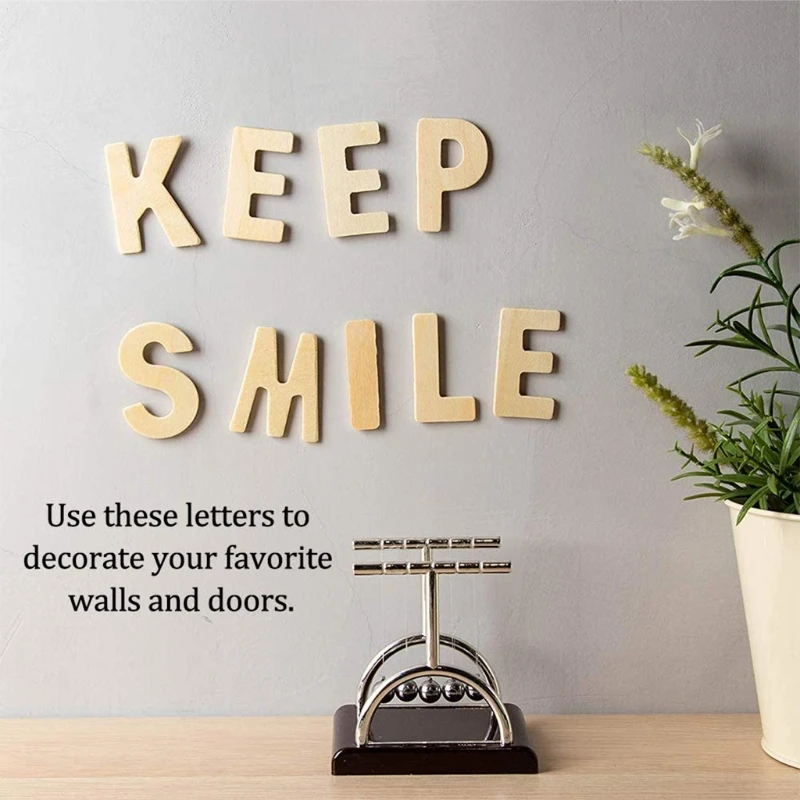 

B0KB 216Pcs Mini Wooden Capital Letters and Numbers Set with Storage Tray Smooth Alphabet Arts Crafts DIY Wedding Home Display