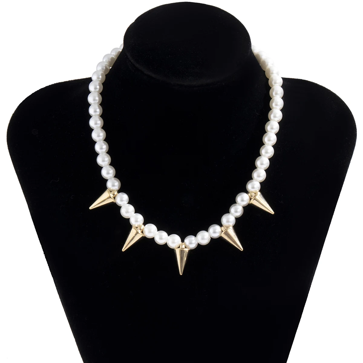 

Exaggerated Punk Simulated Pearl Chain Necklace Fashion Gothic Tassel Rivet Choker Necklace for Women Men Charm Party Jewelry