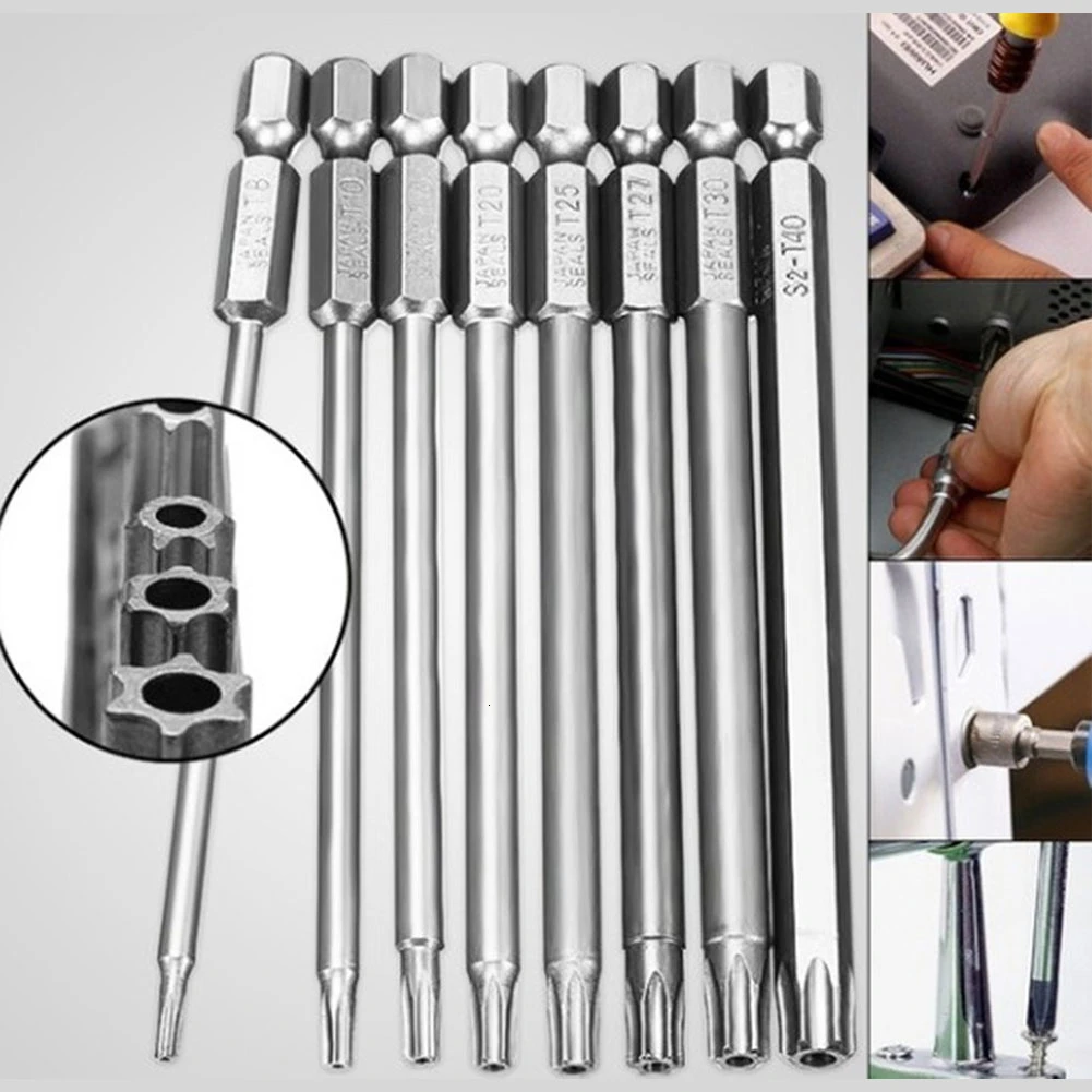 8 шт. отвертка Torx 150 мм Длина Длинная сталь Магнитная безопасность Электрический