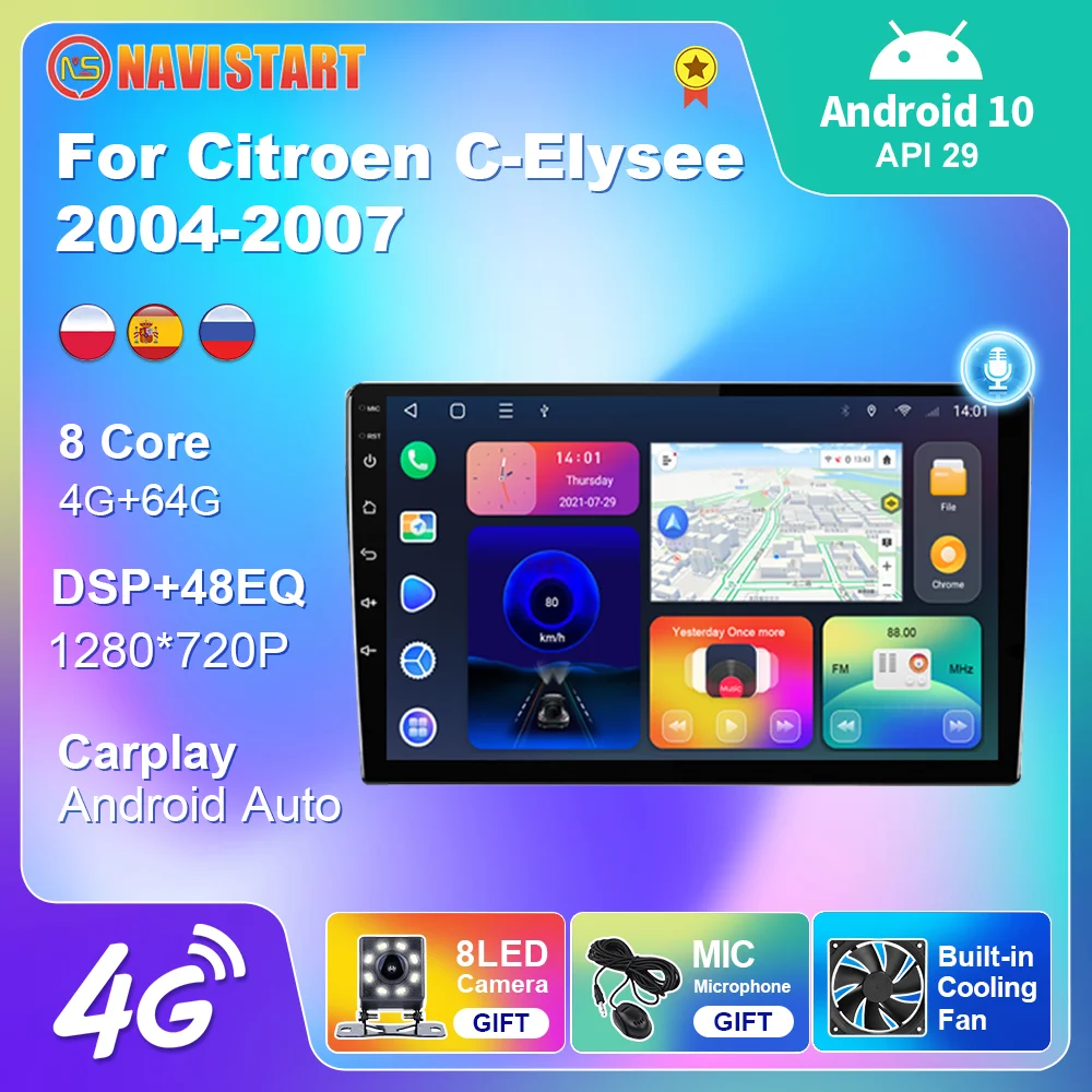 

2Din Carplay Voice Control Player For Citroen C-Elysee 2004 -2007 GPS Navigation Android 10 4G WIFI Carplay Car Radio DVD Player