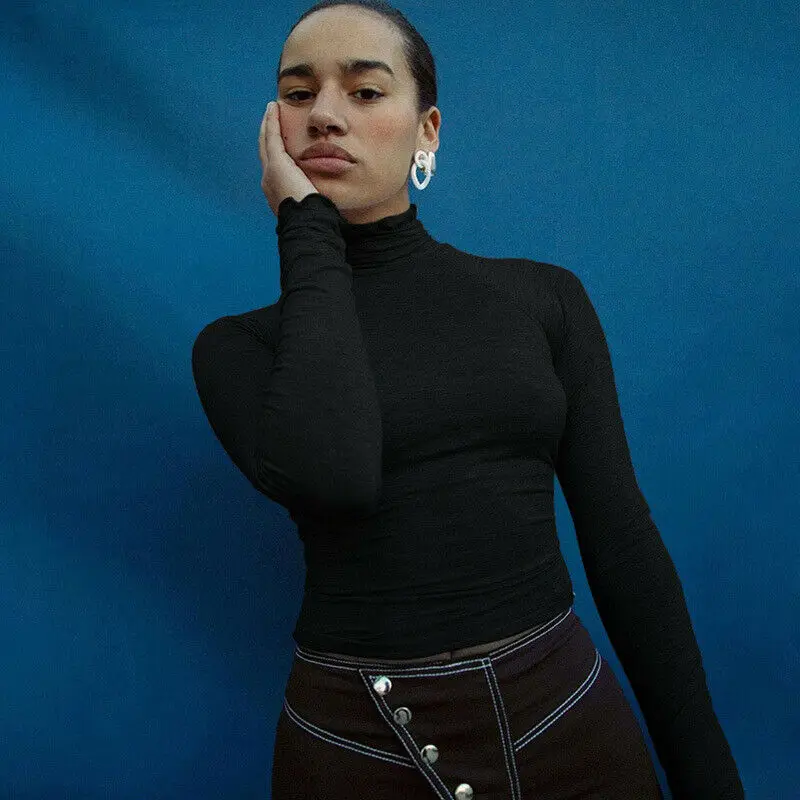 

2020 New Spring Womens Blouse Ladies Sexy Backless High Neck Crop Tops Fashion Blouse Solid Color Shirt Party Club Cocktail Tees