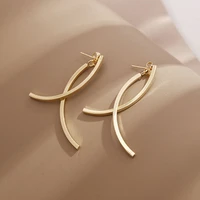 2022 new trend retro geometric cross metal feminine temperament earrings korean fashion golden party jewelry gift earrings
