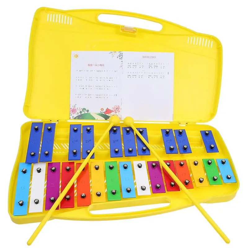 

1 Set Metallophone Percussion Musical Toy with 25-Note Colorful Iron Plate