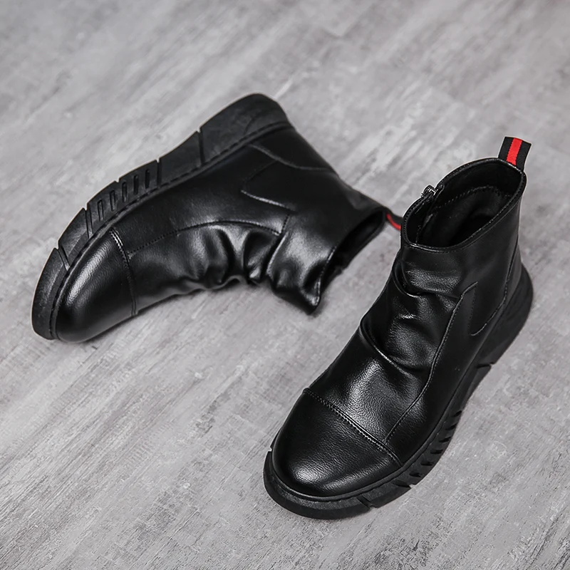 Ботильоны мужские кожаные на шнуровке модные повседневные супер теплые