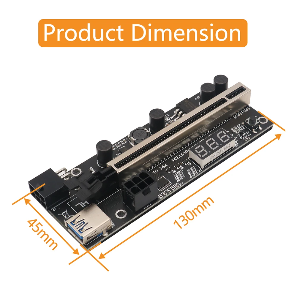 

PCIE Riser 1x to 16x Express Extension 6Pin Powered Riser Adapter Card with temperature sensor for Bitcoin GPU Mining Video Card