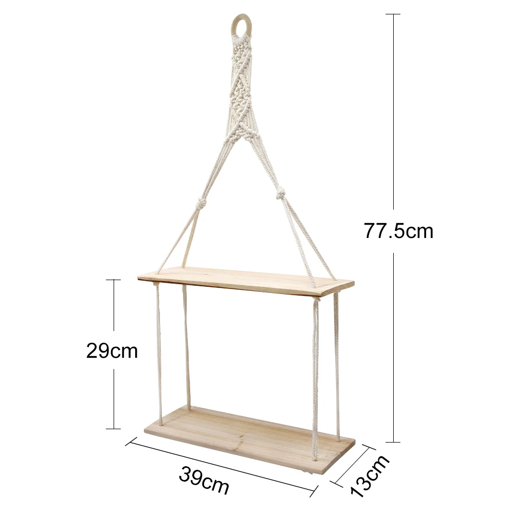 

Hanging Shelf Plant Wall Shelf Boho Chic Decor Cute 2 Tier Cotton Rope Floating Shelves Macrame for Bedroom Bathroom Living Room