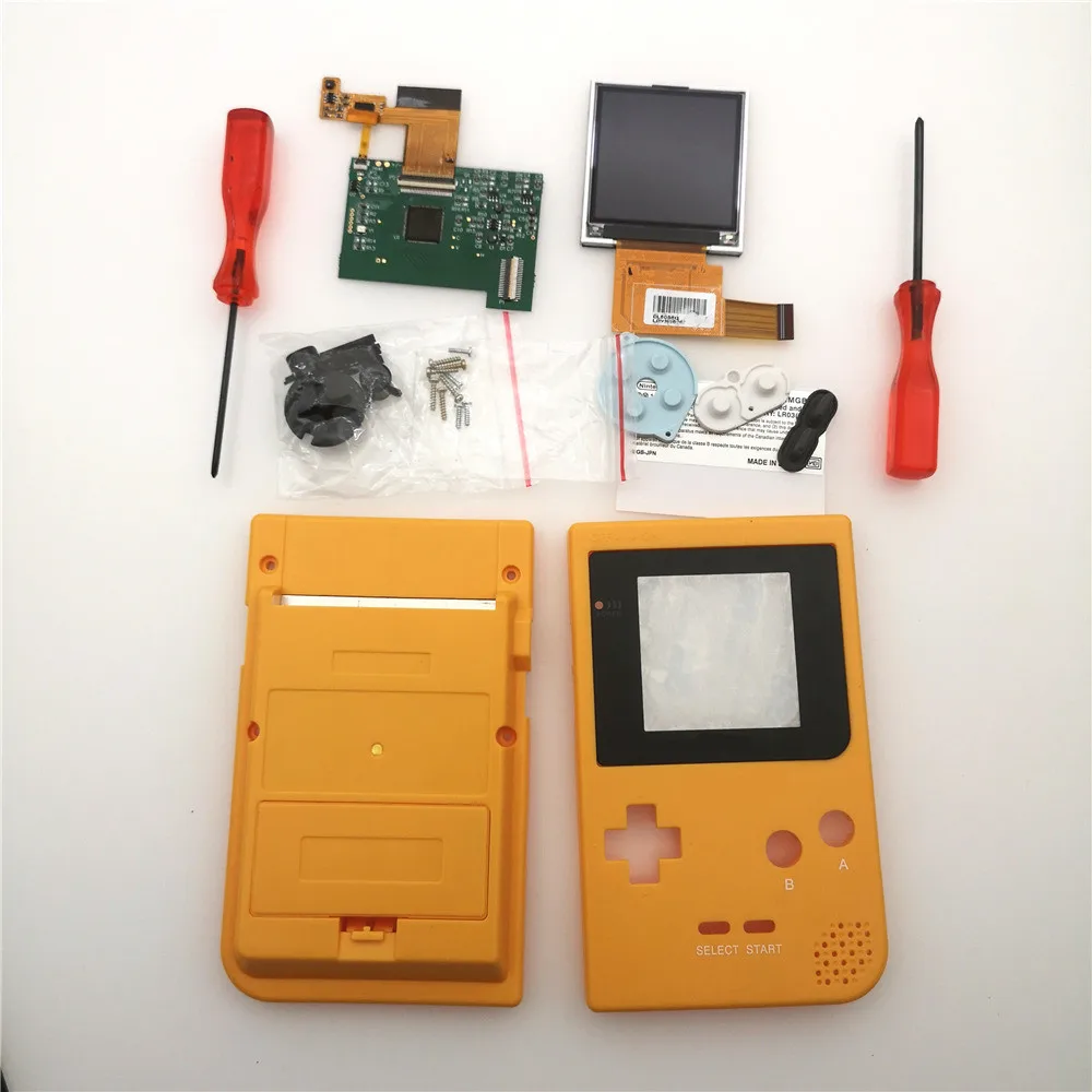 Yellow Diy части GBP ЖК-экран наборы Консоль оболочка чехол кнопки для игры мальчик карманная подсветка 5 уровней яркость отвертки - Цвет: Yellow