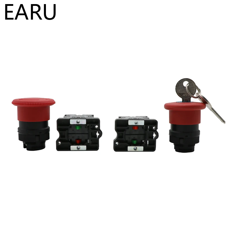 Флюоресцентный кнопочный выключатель с фиксацией грибовидной