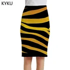 Женская юбка-карандаш KYKU, летняя желтая юбка в полоску с градиентным принтом зебры