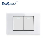 2 gang 2 way wall light switch wallpad luxury tempered glass panel rocker button 11875mm 16a ac 110 250v