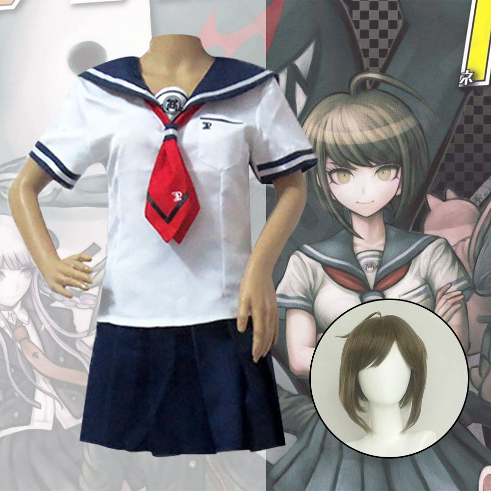 Danganronpa Cosplay costumes Naegi Komaru uniform Women's Skirt / top / tie / Socks / Wig  Anime costume JK school uniform