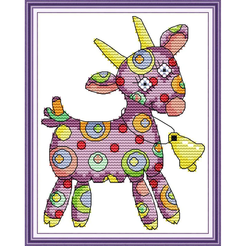 

Everlasting Love Colorful Goat Chinese Cross Stitch Kits Ecological Cotton Stamped Printed 14CT DIY New Christmas Decorations