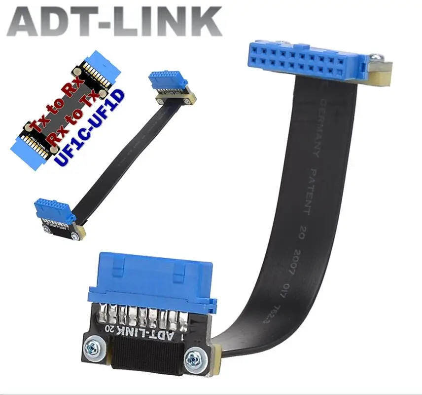 

ADT-LINK FPV USB 3.0 To 19/20Pin 90 Degree Adapter FPC Ribbon Flat USB3.0 Cable Pitch 20pin For Multicopter Aerial Photography