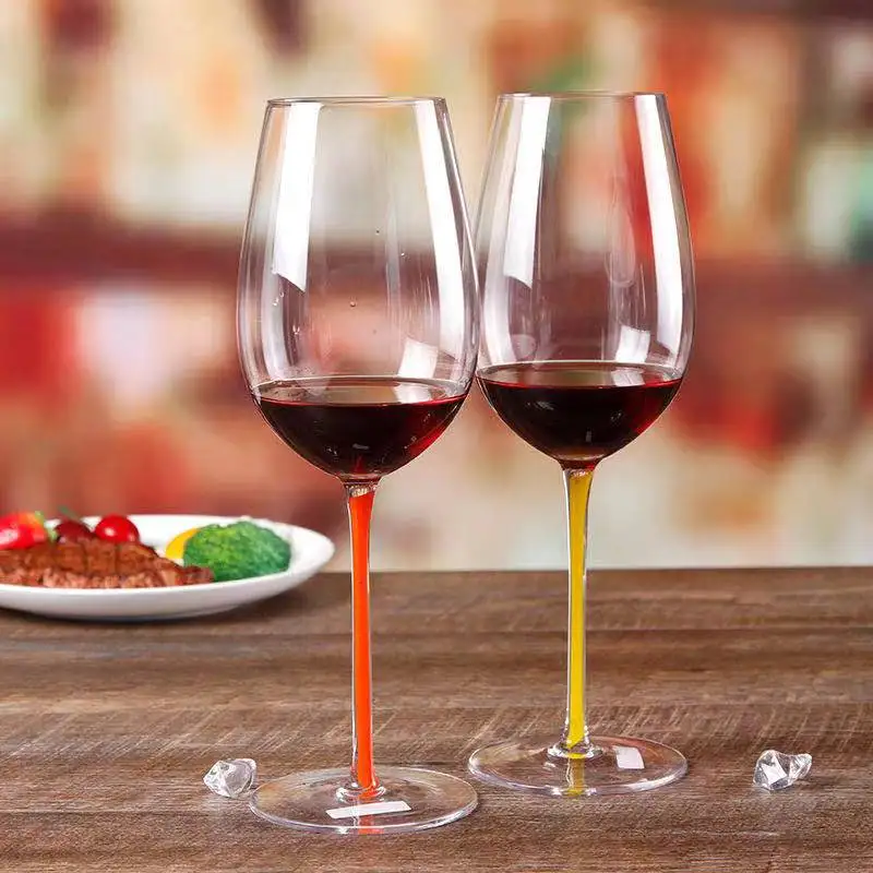 

2PCS/Home Colored Crystal Glass Tall Glass Burgundy Wine Mug with Black Bottom