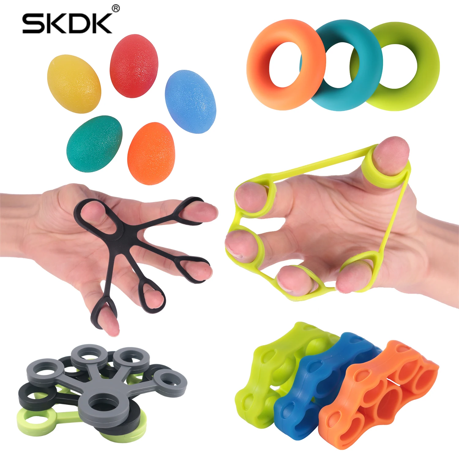 

SKDK Finger Hand Grips Silicone Strength Trainer Ring Gripper 3kg-5kg Finger Expander Gym Fitness Training Power Hand Gripper