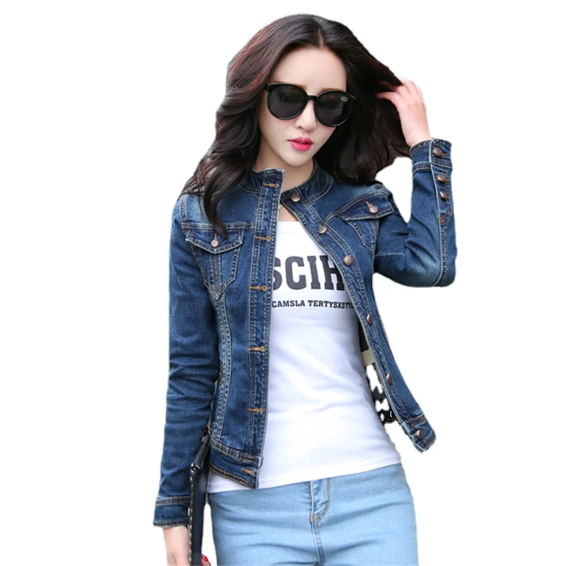 Осенняя джинсовая куртка для женщин модная винтажная Короткая Повседневная с