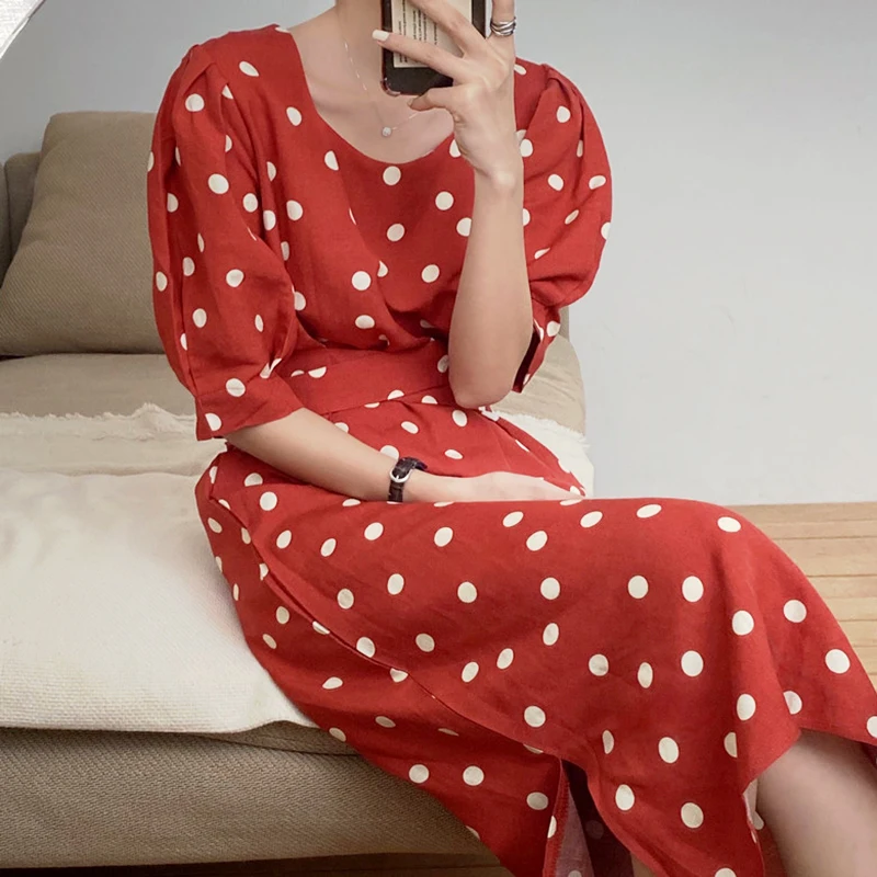 Женское винтажное платье-макси SHENGPALAE свободное тонкое элегантное платье в