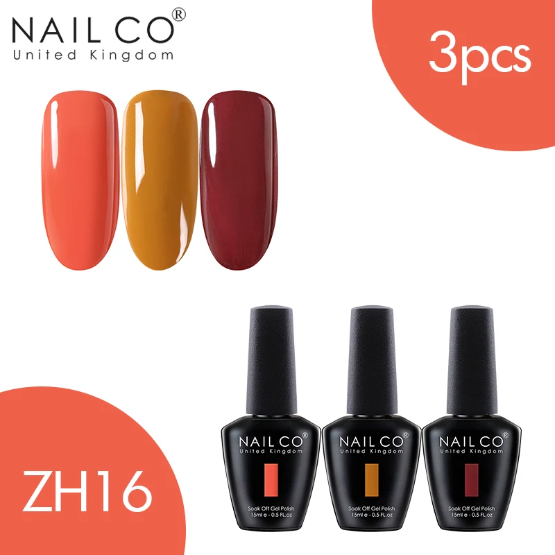 ZH16 NAILCO 3 шт. набор гель-лака UV Vernis Полупостоянный Праймер УФ-гель для ногтей Краска Декоративный Лак для ногтей Гибридный отмачиваемый Гель-лак - Цвет: ZH16