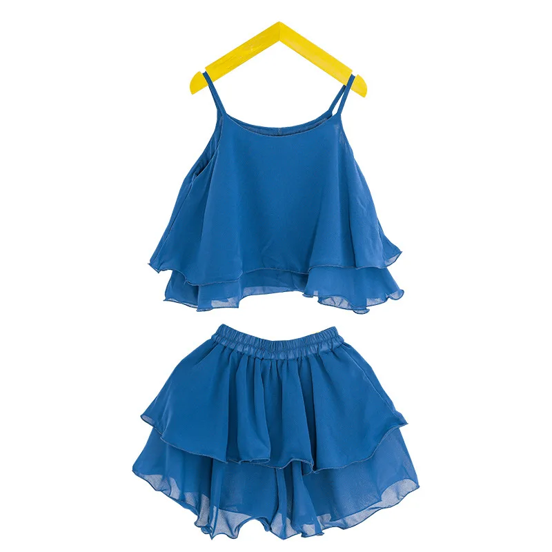 Летняя одежда для девочек зеленая жилет на бретельках подростков + шорты