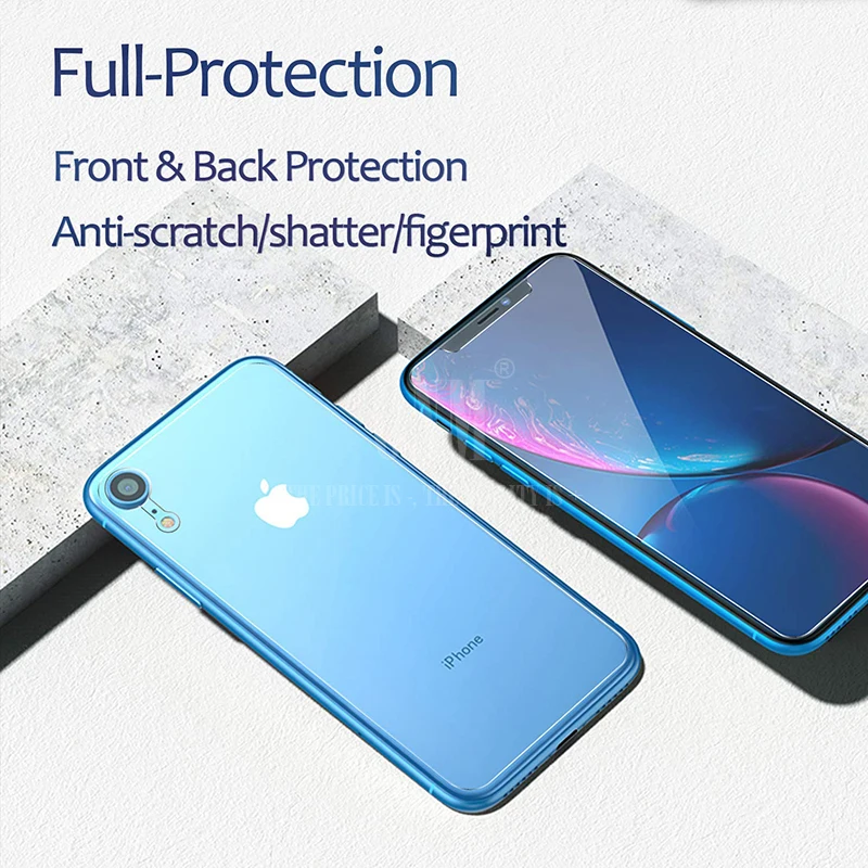 Передняя и задняя Защита экрана для iPhone XR закаленное стекло защита от отпечатков