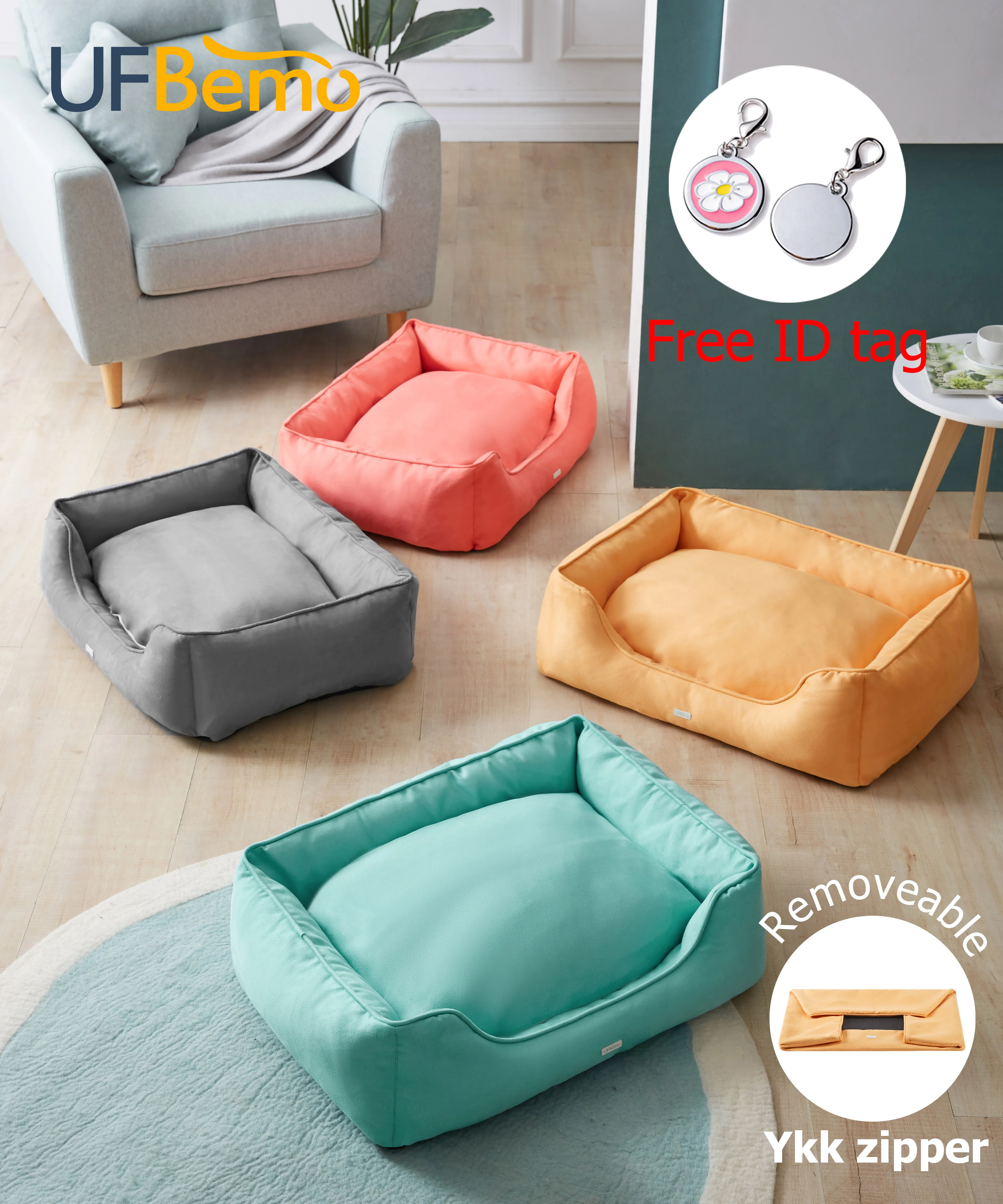 Домашняя кровать для собак UFBemo Теплые Мягкие Замшевые съемные аксессуары