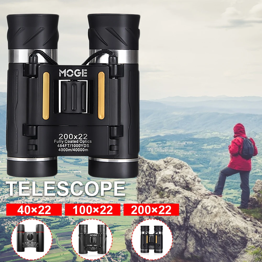 

Professional Hd Binoculars 200x22 Telescope Low Light Vision High Magnification Folding Telescope Hiking Hunting Bird Watching
