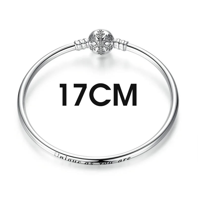 BISAER, 925 пробы, серебряный, Pulseira, браслеты со снежинкой, 925, сердце, змея, цепь, застежка, femme, серебряный браслет для женщин, ювелирное изделие - Окраска металла: 17CM