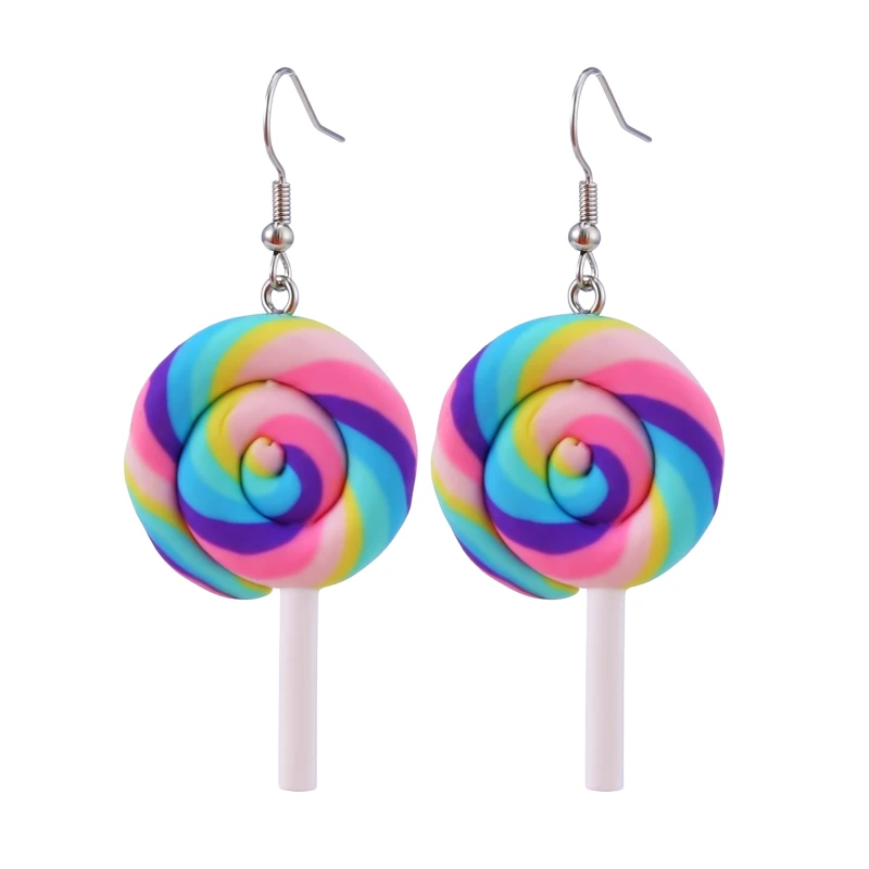 Серьги для женщин мягкая глина Радужный леденец висячие серьги детские