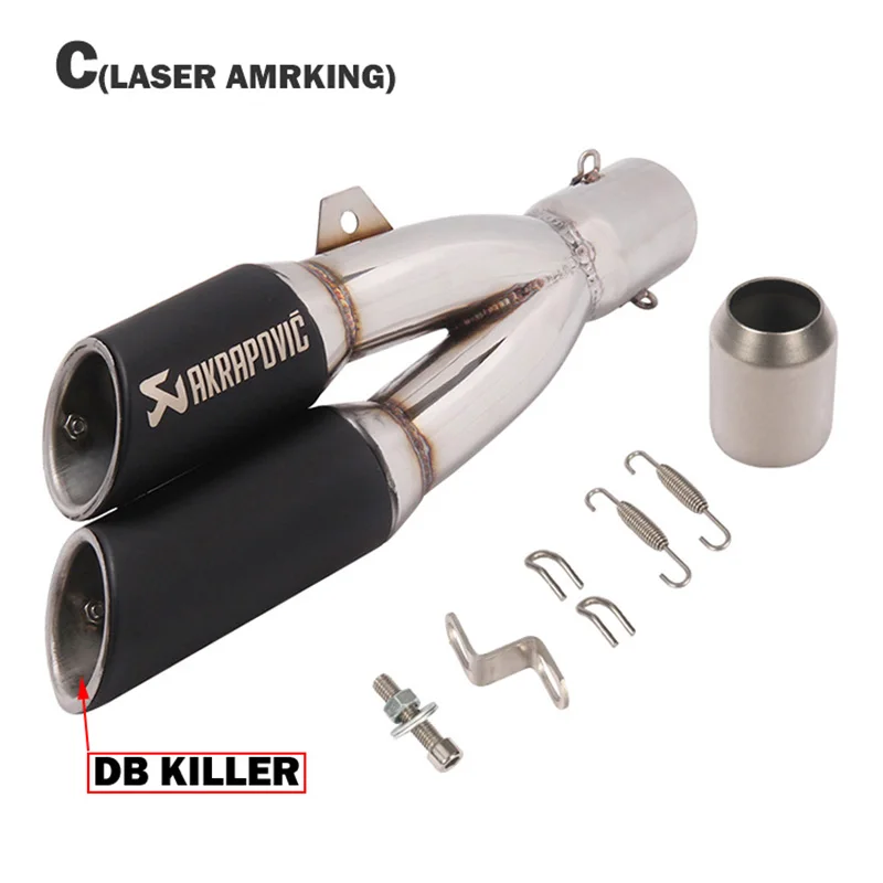 C Laser marking 51 мм на входе Универсальный мото rcycle глушитель двойной трубы Akrapovic escape moto DB killer для HONDA CB400 z250 NC700 ktm - Цвет: C Laser marking